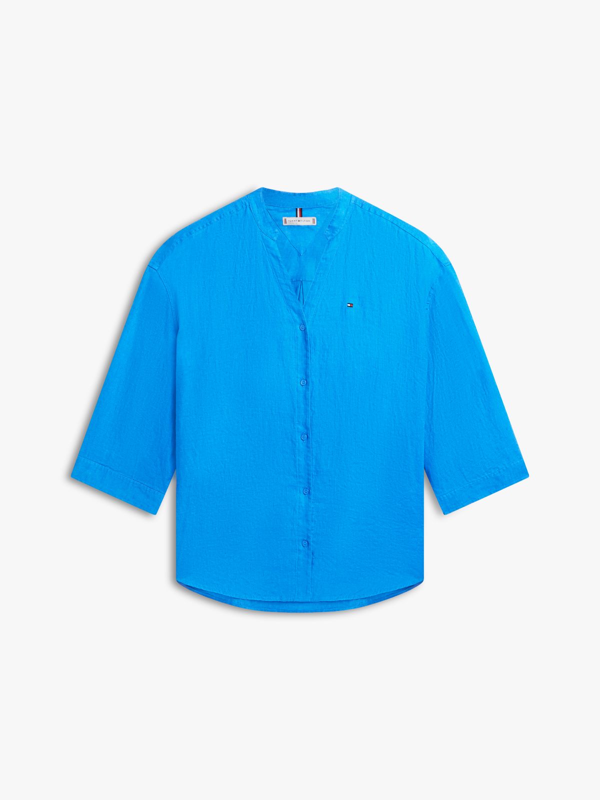 Relaxed Fit Pure Linen Half Sleeve Shirt — Blue