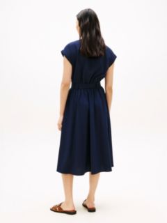 Belted Relaxed Midi Dress With Wool — Blue 4