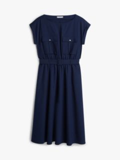 Belted Relaxed Midi Dress With Wool — Blue 5