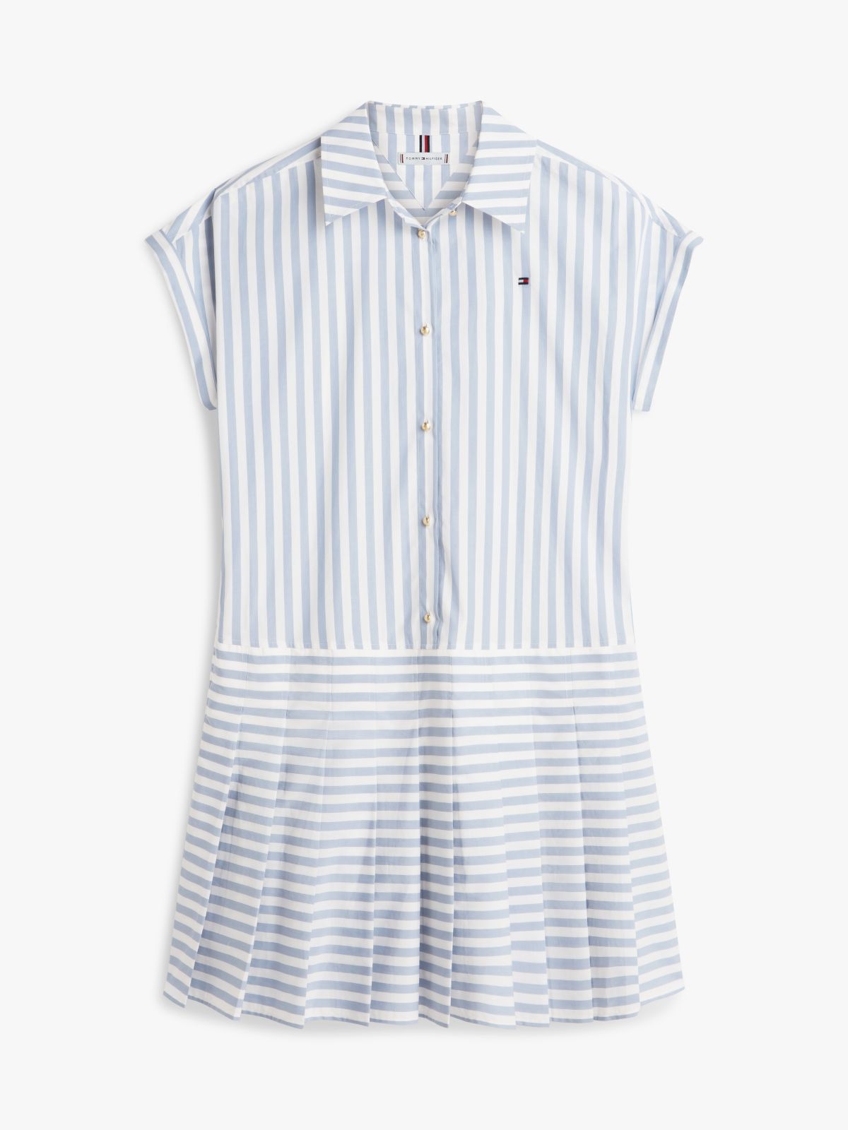 Gold-Tone Button Relaxed Mini Shirt Dress — Beige