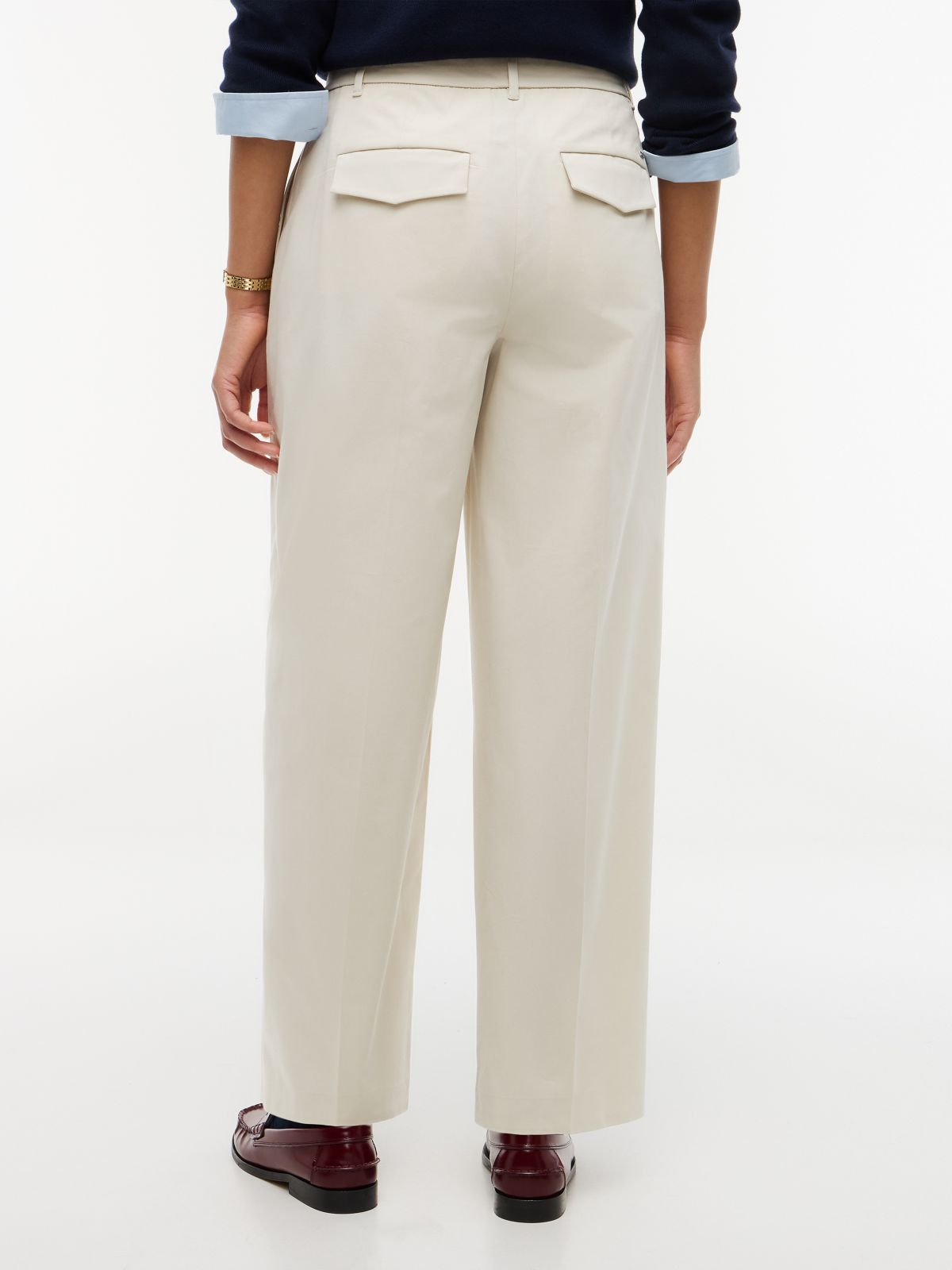 Pleated Barrel Chinos — Beige