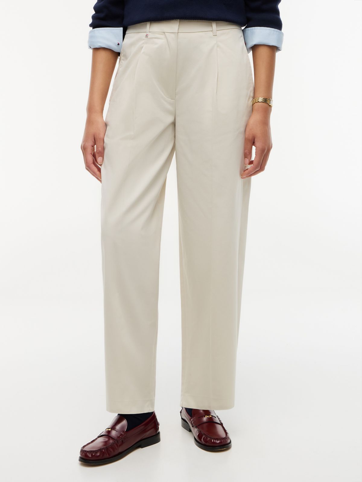 Pleated Barrel Chinos — Beige