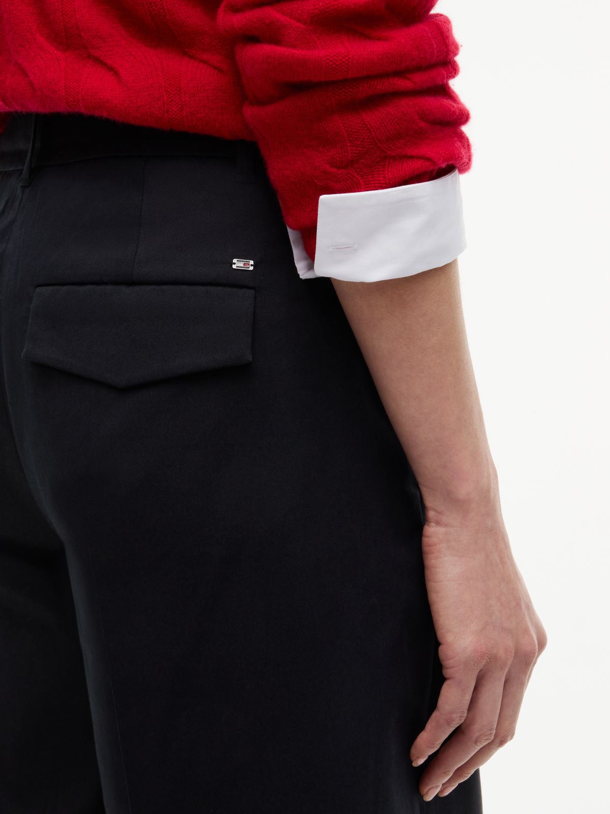Pleated Barrel Chinos — Black