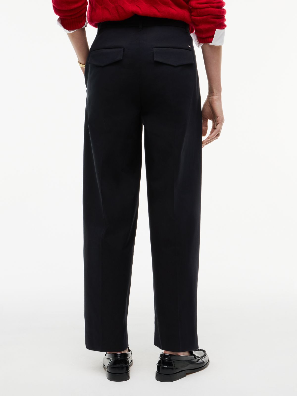 Pleated Barrel Chinos — Black
