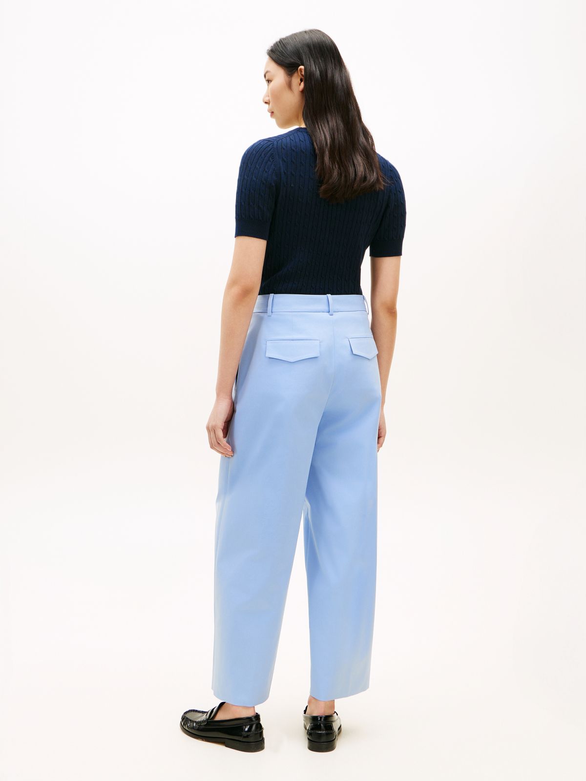 Pleated Barrel Chinos — Blue