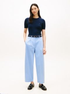 Pleated Barrel Chinos — Blue 1