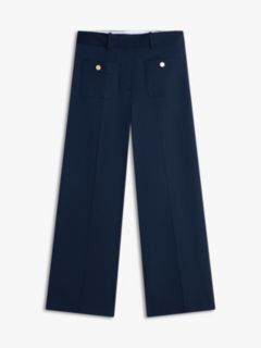 Crest Embossed Button Wide Leg Chinos — Blue 5
