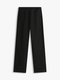 Linen Blend Barrel Leg Ankle Trousers — Black 5