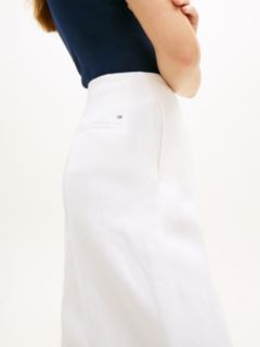 Linen Blend Barrel Leg Ankle Trousers — White 3