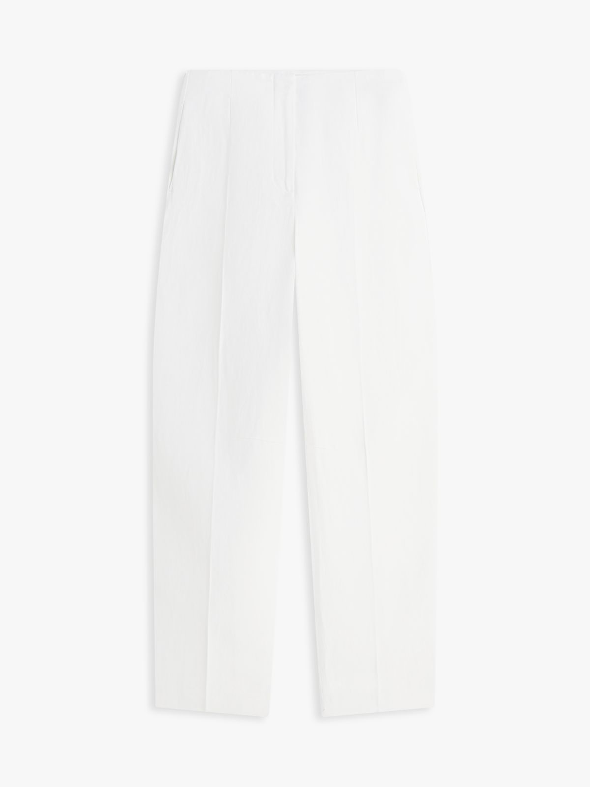 Linen Blend Barrel Leg Ankle Trousers — White