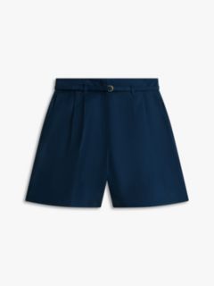 Linen Blend Wide Leg Shorts — Blue 5