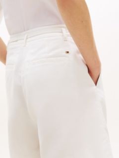 Linen Blend Wide Leg Shorts — White 3