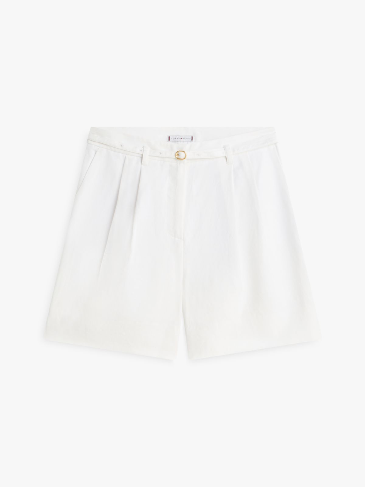 Linen Blend Wide Leg Shorts — White
