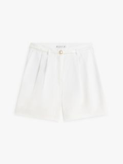 Linen Blend Wide Leg Shorts — White 5