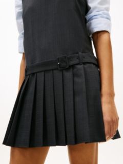 Check Wool Blend Mini Shift Dress — Grey 3