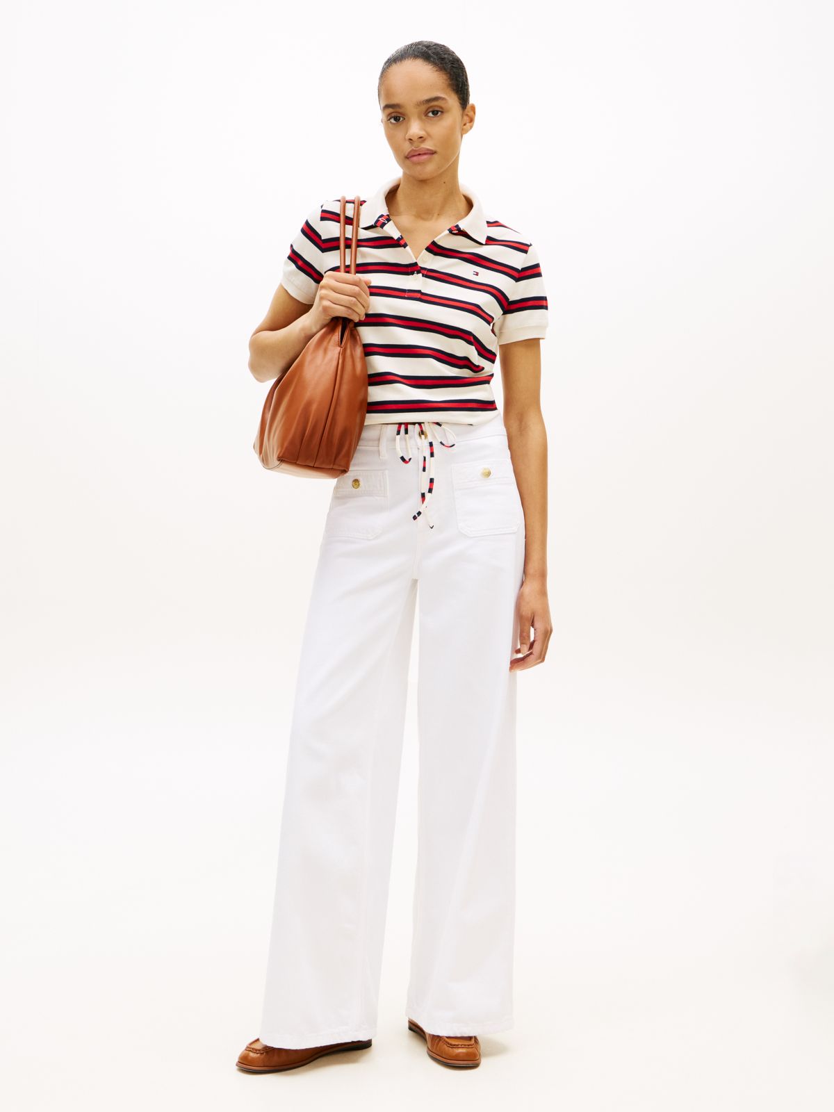 1985 Regular Fit Tie Front Polo Shirt — White