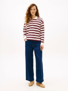 1985 Relaxed Fit Stripe Long Sleeve Polo Shirt — White 3