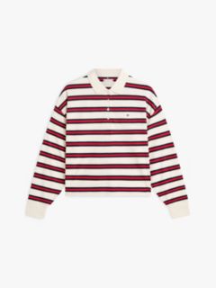 1985 Relaxed Fit Stripe Long Sleeve Polo Shirt — White 5