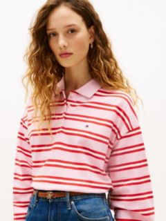 1985 Relaxed Fit Stripe Long Sleeve Polo Shirt — Pink 2