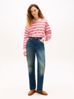 1985 Relaxed Fit Stripe Long Sleeve Polo Shirt — Pink 3