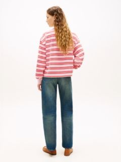 1985 Relaxed Fit Stripe Long Sleeve Polo Shirt — Pink 4