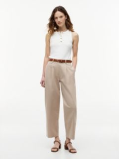 Gold-Tone Button Sleeveless Henley Top — White 2