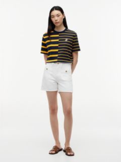 Mixed Stripe Relaxed Crew Neck T-Shirt — Orange 2