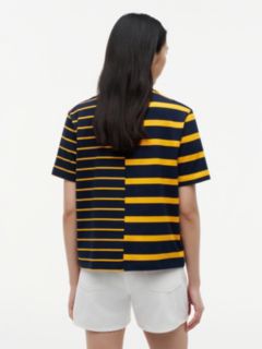 Mixed Stripe Relaxed Crew Neck T-Shirt — Orange 4