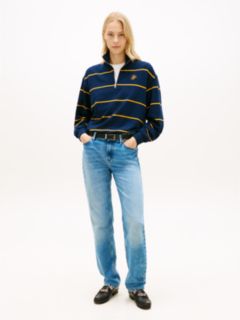Logo Embroidery Terry Quarter-Zip Jumper — Blue 3