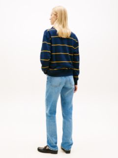 Logo Embroidery Terry Quarter-Zip Jumper — Blue 4