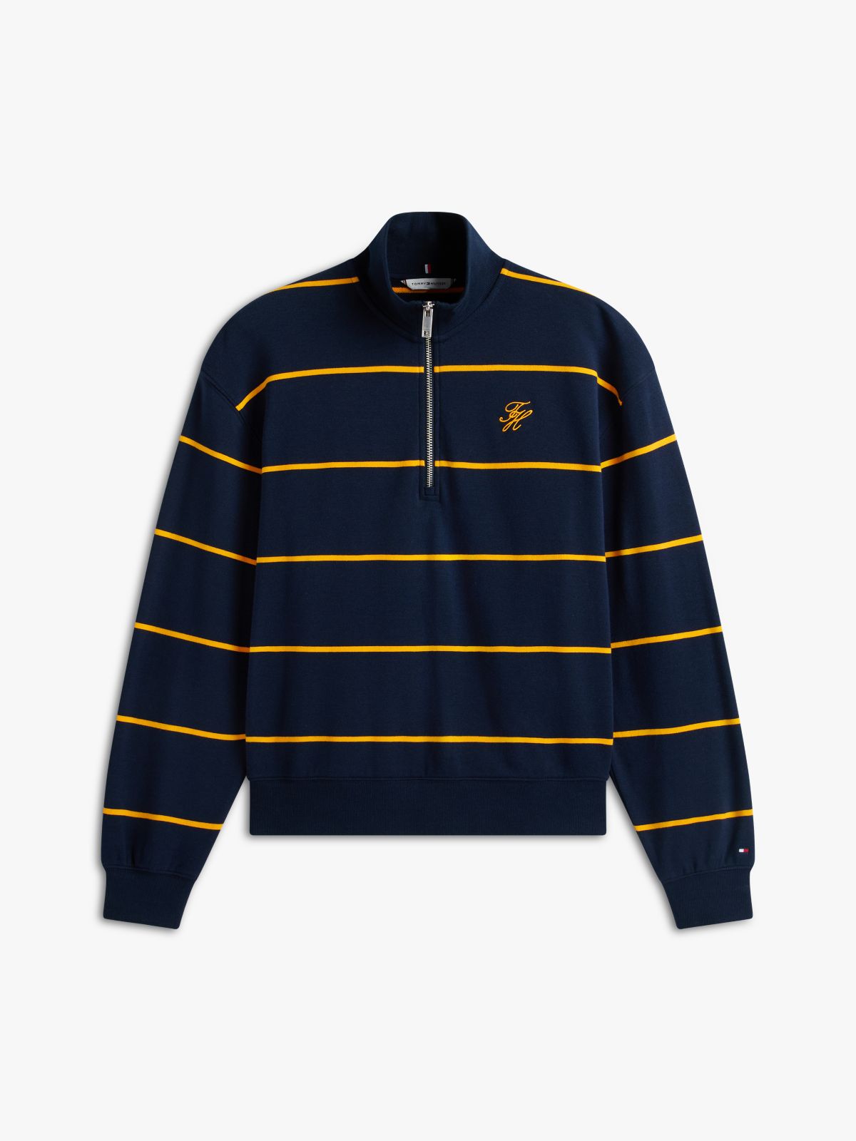 Logo Embroidery Terry Quarter-Zip Jumper — Blue