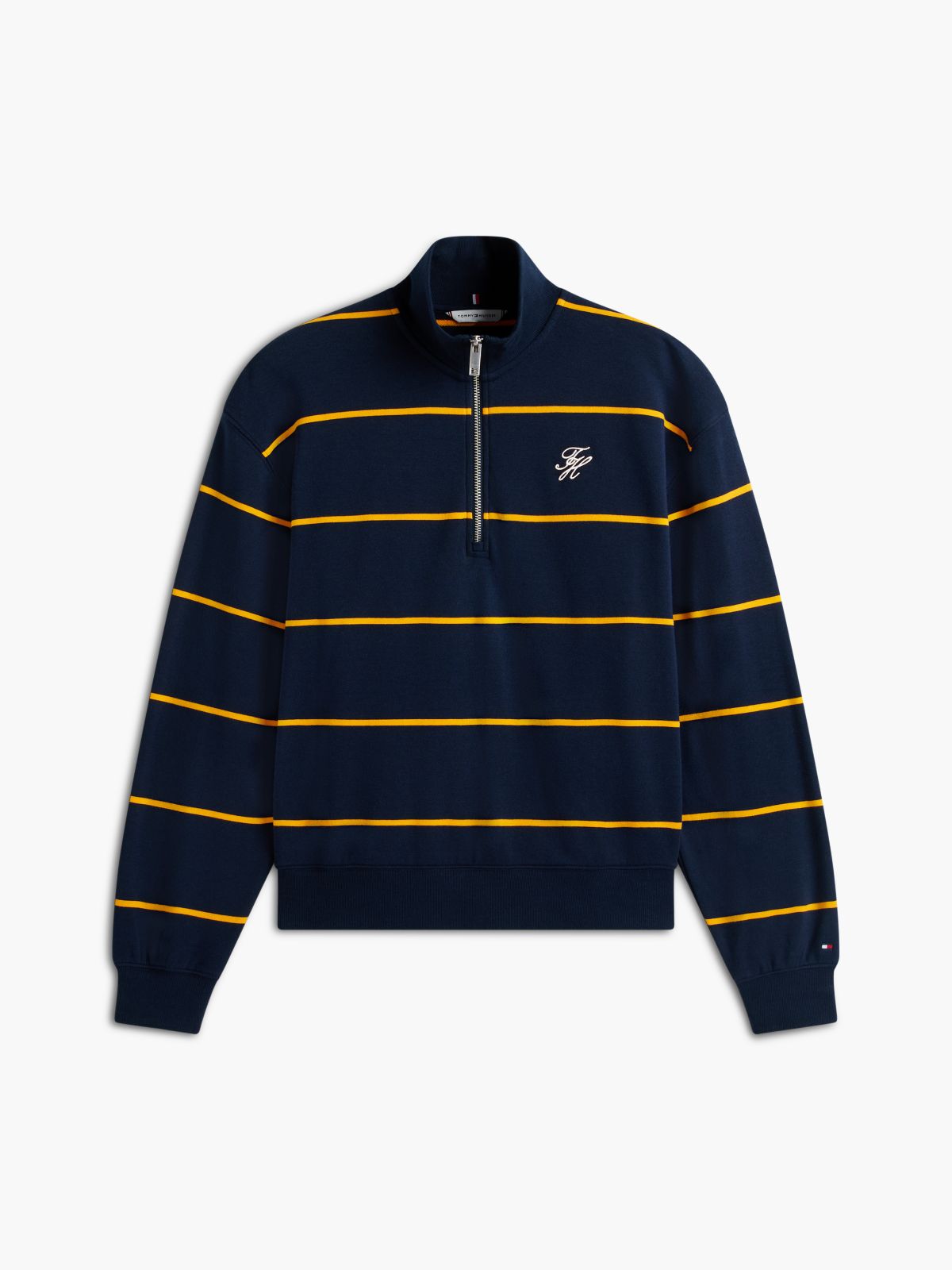 Logo Embroidery Terry Quarter-Zip Jumper — Blue