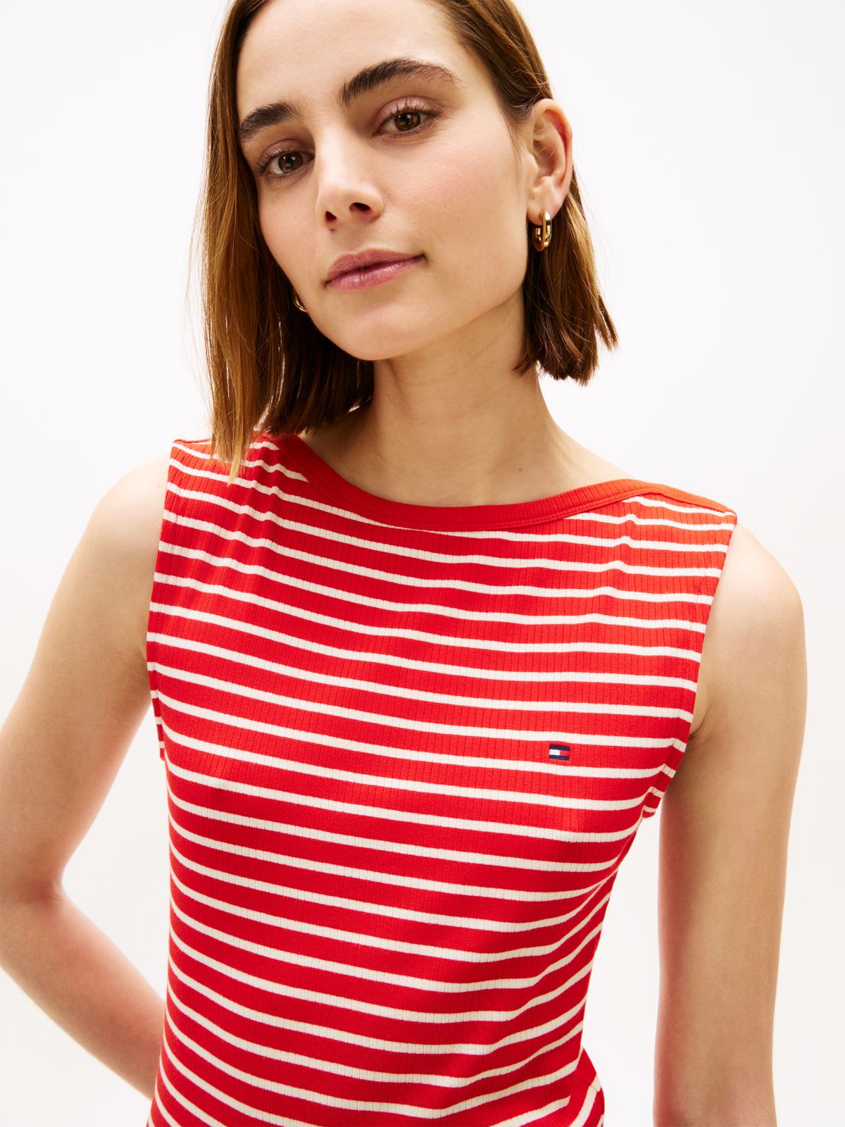 Boat Neck Slim Midi Bodycon Dress — Red