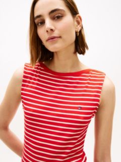 Boat Neck Slim Midi Bodycon Dress — Red 2