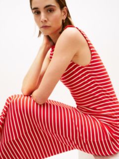 Boat Neck Slim Midi Bodycon Dress — Red 3