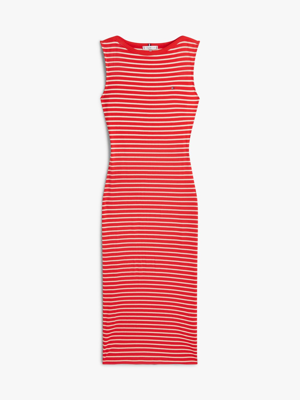 Boat Neck Slim Midi Bodycon Dress — Red
