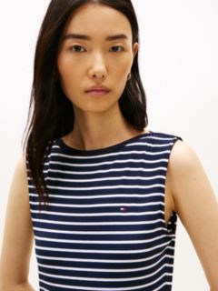 Boat Neck Slim Midi Bodycon Dress — Blue 3
