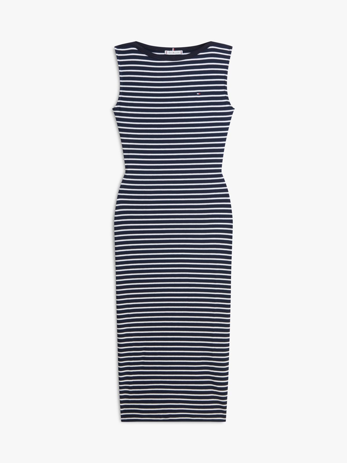 Boat Neck Slim Midi Bodycon Dress — Blue