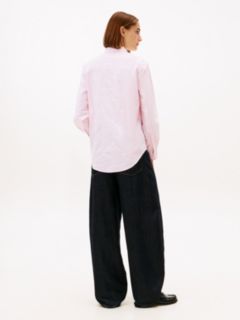 Relaxed Fit Logo Embroidery Oxford Shirt — Pink 4