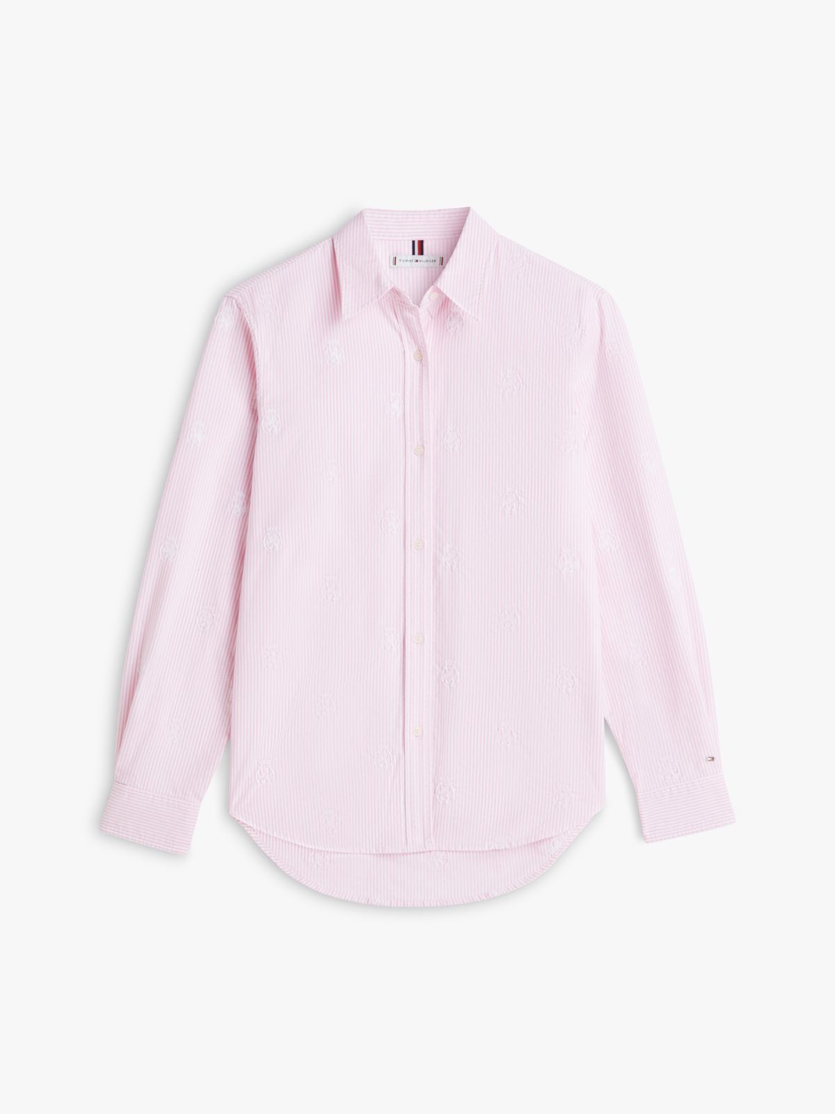 Relaxed Fit Logo Embroidery Oxford Shirt — Pink