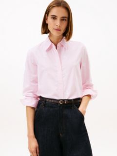Relaxed Fit Logo Embroidery Oxford Shirt — Pink 1