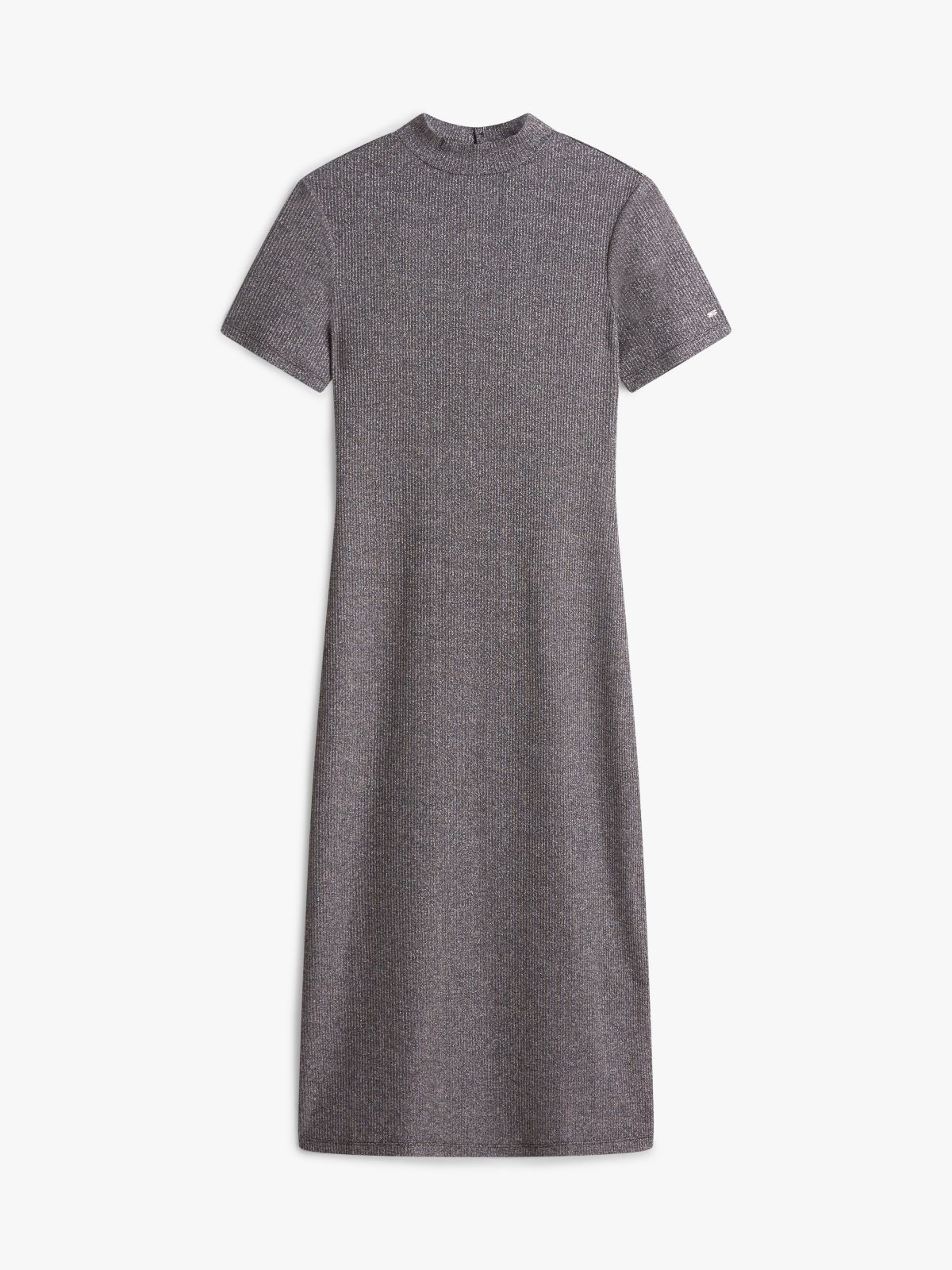 Festive Metallic Slim Midi Bodycon Dress — Grey