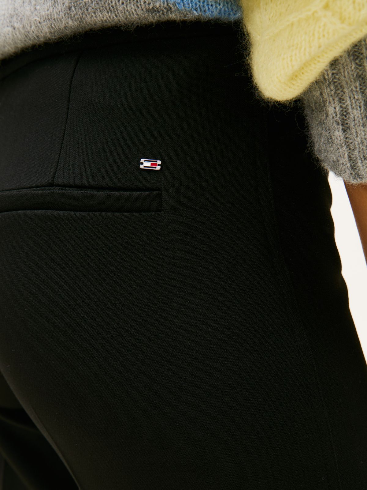 Pressed Crease Kick Flare Trousers — Black