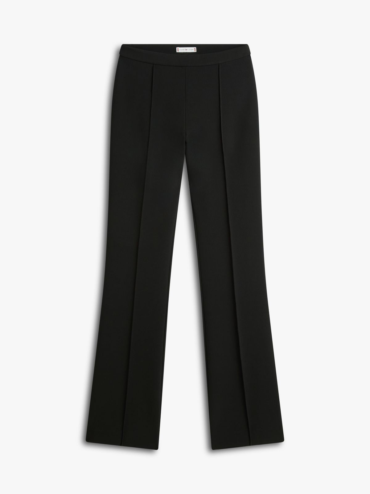 Pressed Crease Kick Flare Trousers — Black