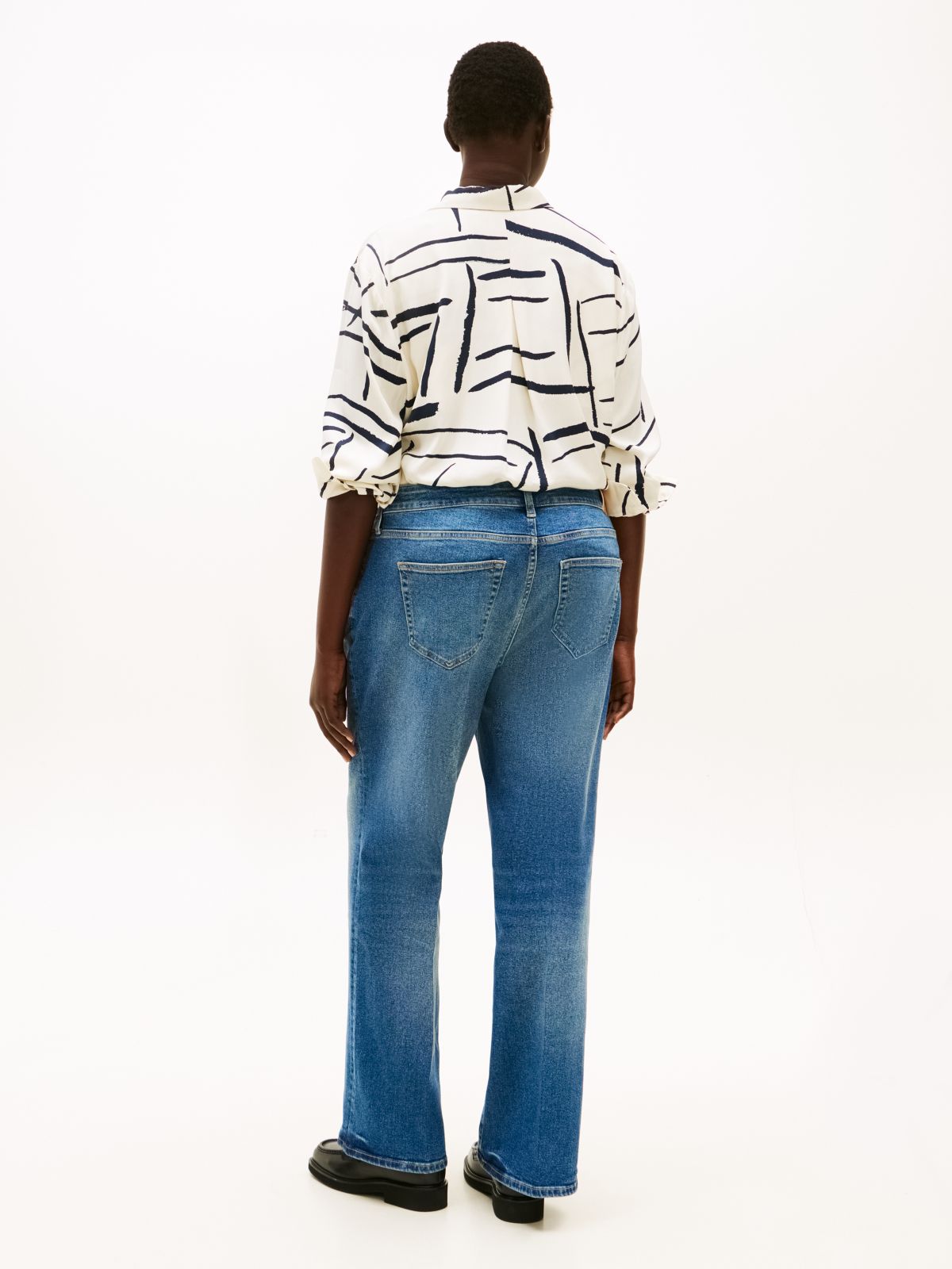 Curve Heritage Whiskered Mid Rise Bootcut Jeans — Blue