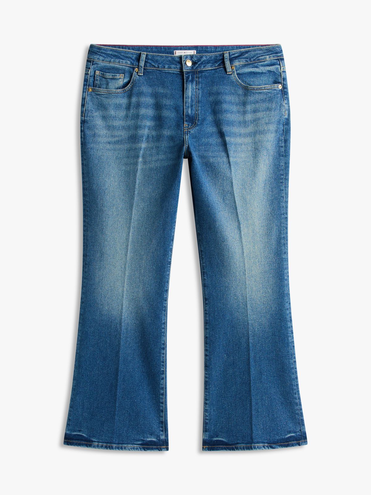 Curve Heritage Whiskered Mid Rise Bootcut Jeans — Blue