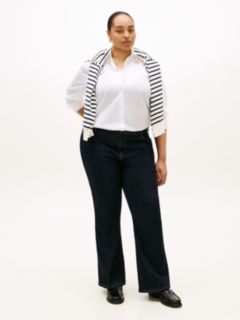 Curve Oversized Fit Logo Embroidery Shirt — White 3
