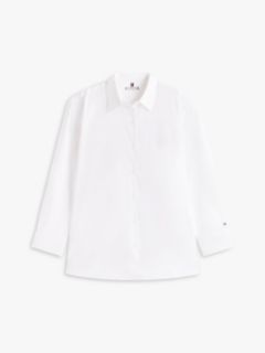 Curve Oversized Fit Logo Embroidery Shirt — White 5