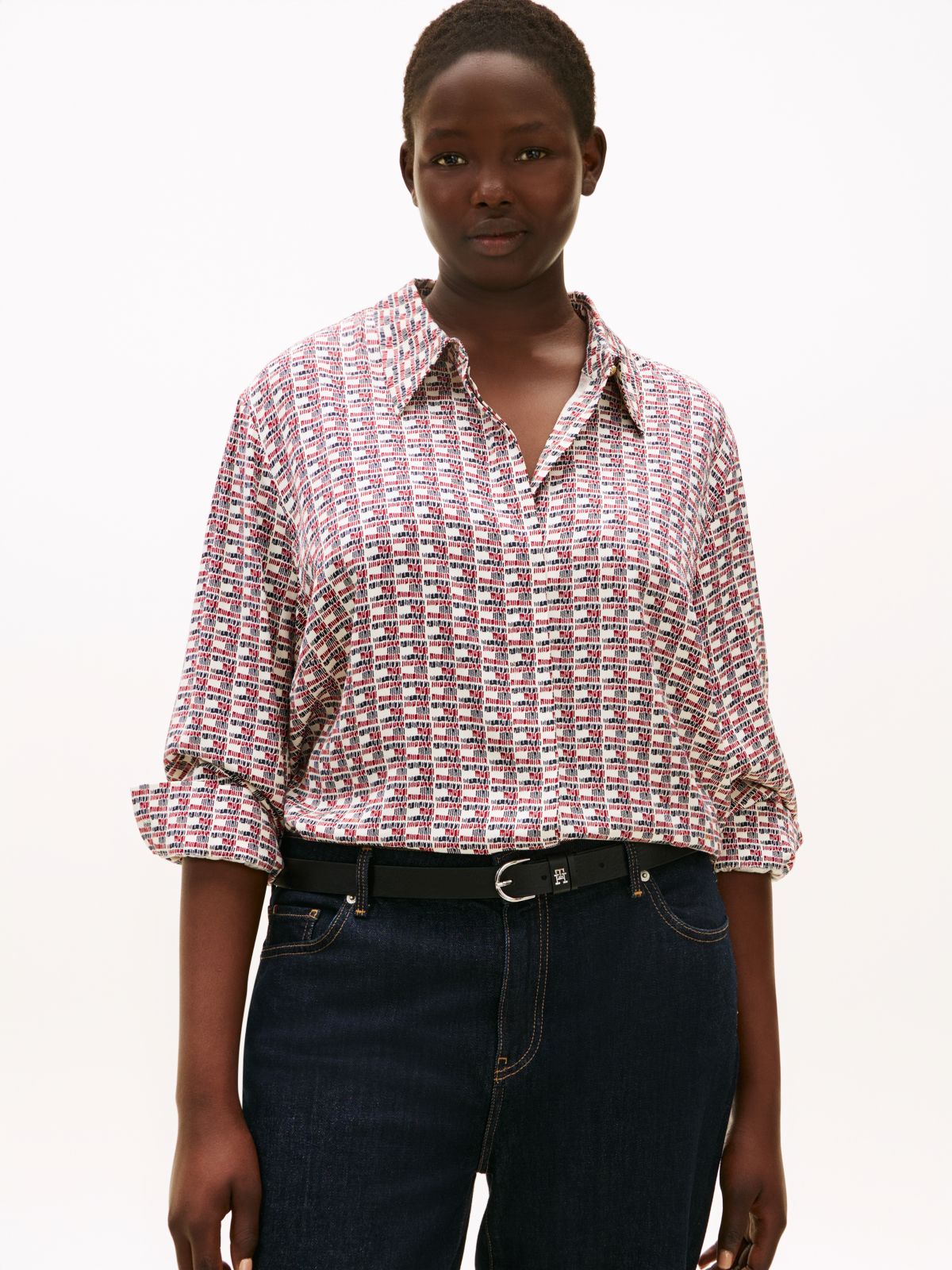 Curve Regular Fit Concealed Placket Twill Shirt — Red
