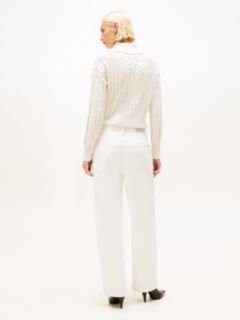 Mid Rise Tapered Barrel Leg White Jeans — White 4